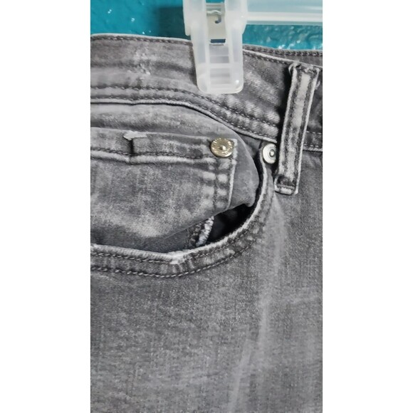 7 For All Mankind Women’s Gray High Waist Ankle Skinny Jeans Raw Hem Cropped 12 - Picture 3 of 7